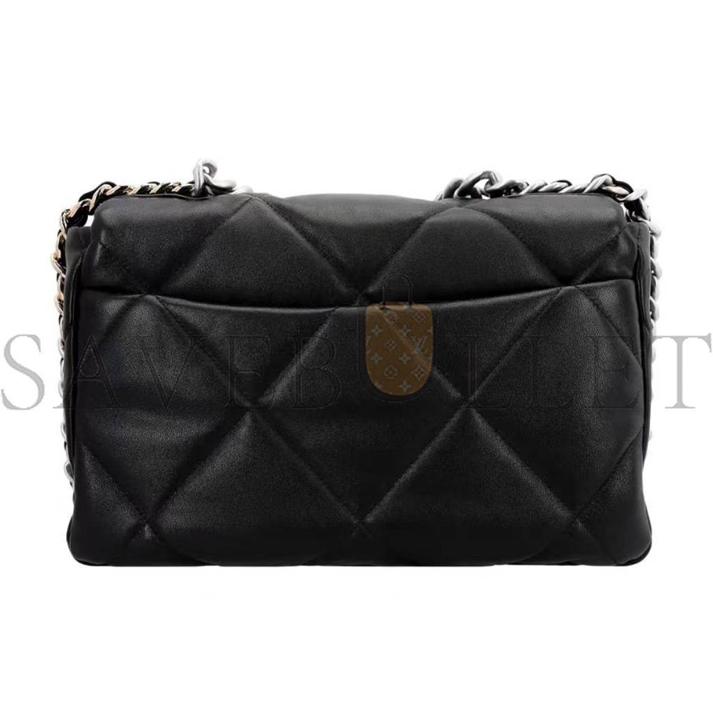 Ch*el 19 bag medium silver buckle chain handle flip bag as1161 (30*20*10cm)